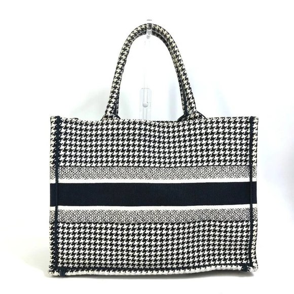 Auth Dior M1296ZTQT_M911 Houndstooth Book Tote Medium Logo Shoulder Bag Tote Bag - Picture 2 of 14